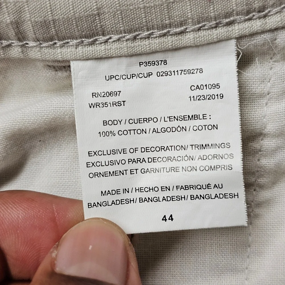 Dickies Mens 44 Relaxed Fit Cargo Shorts Khaki Cotton Ripstop WR351RST Stone